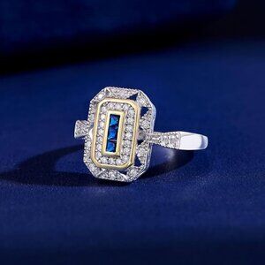 💙 Vintage-Inspired Blue Sapphire Gemstone Ring - 925 Sterling Silver